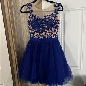 Sherri Hill Royal Blue Floral Formal Dress